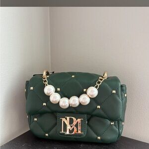 Badgley Mischka Green Quilted Crossbody with Pearls *NWT*